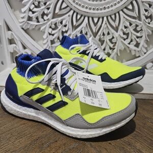 NEW Adidas Ultraboost Mid Yellow Blue White Sneakers Womens 5